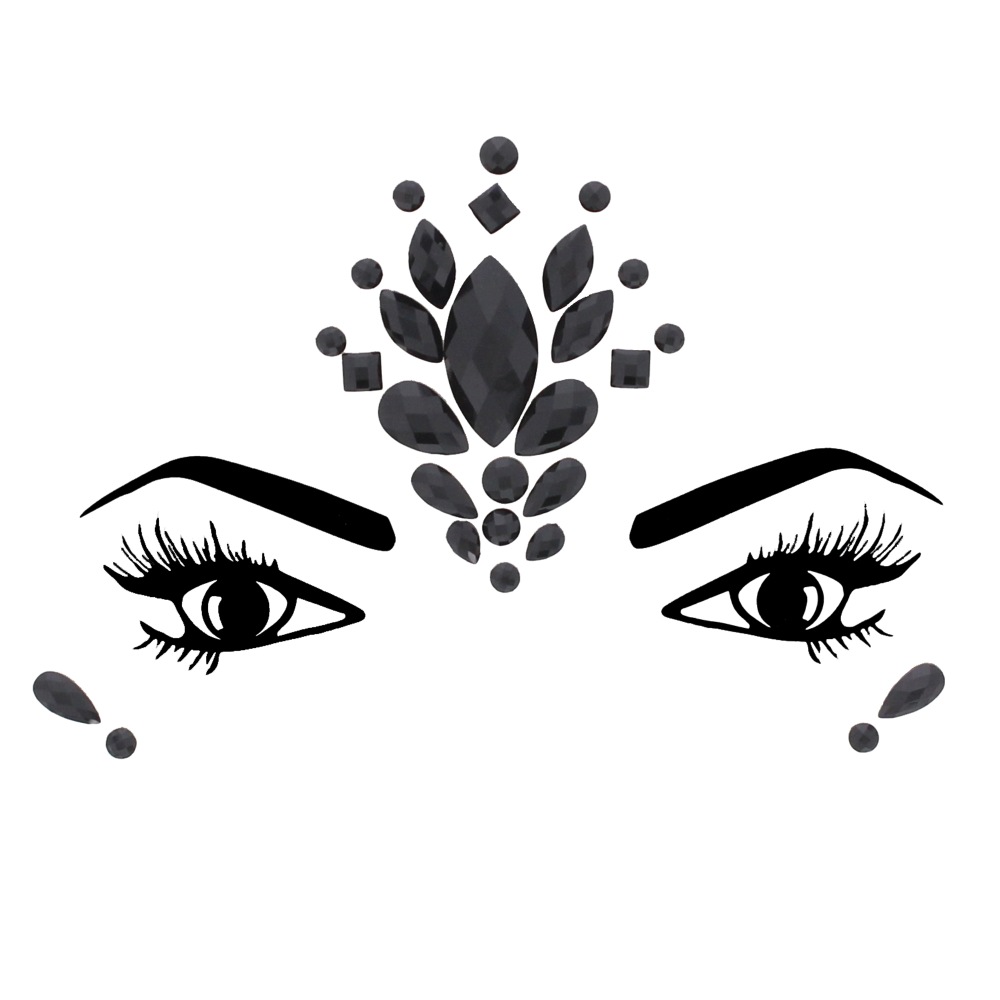 Zac's Alter Ego - Style D Jet Stone Face Jewel Diamond Sticker - Black